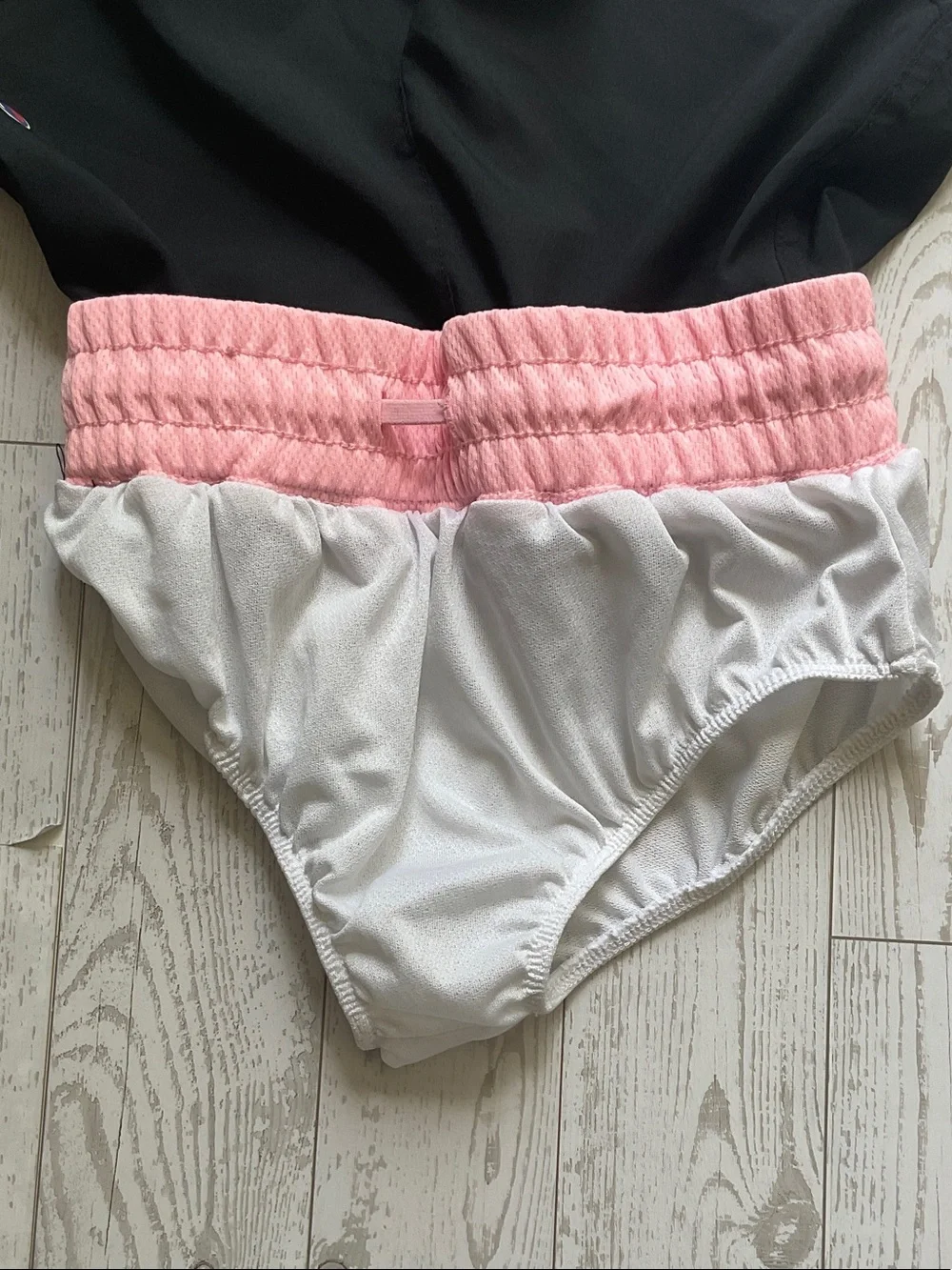 Champion Black Athletic Shorts with Pink Quilted Waistband